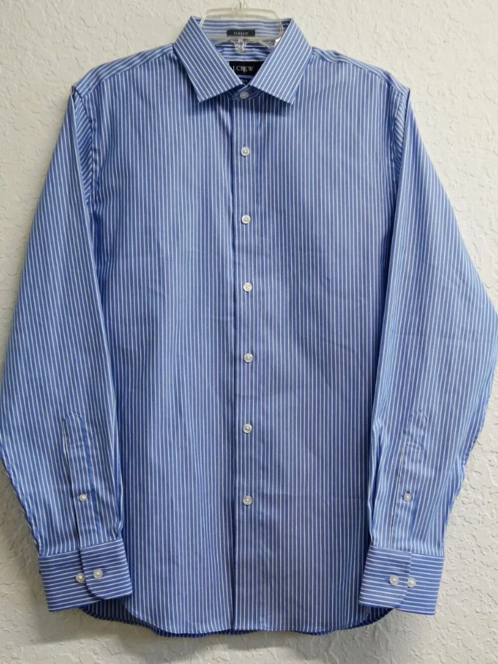 J.Crew Tech Men's M Performance Stretch Dress Shirt Blue White Stripe Classic
